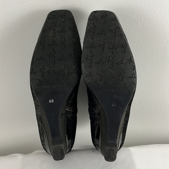 Un Tour En Ville Black Patent & Metallic Wedge Booties - Picture 6 of 8